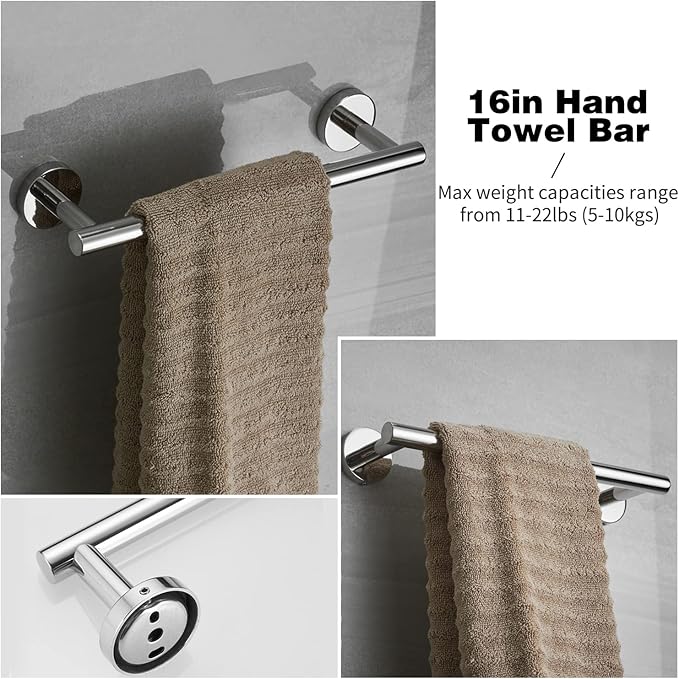20pcs Brushed Nickel Bathroom Hardware Set | Including 16" Hand Towel Bars, Toilet Paper Holders, Towel Rings, Robe Towel Hooks