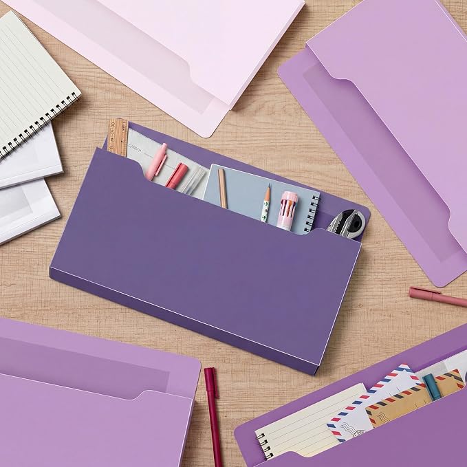 6 Pcs Magnetic Wall File Organizer Magnetic Wall File Holder Refrigerator Magazine Holder for Mail Letters Paper(Violet Color,Horizontal-large)