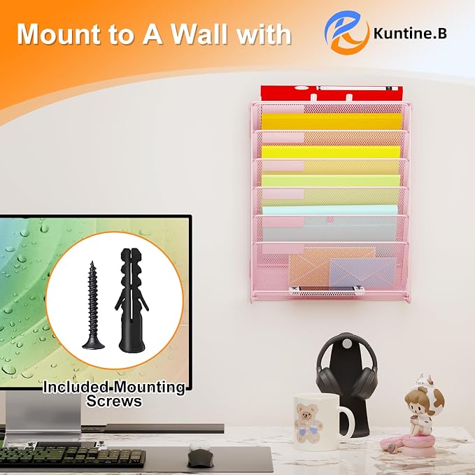 Kuntine.B Wall File Organizer Office Hanging Magazine Holder Wall File Organizer for Office Home