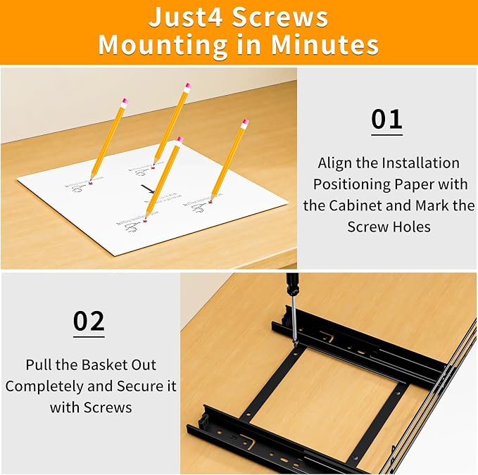 RCHYFEED Pull Out Spice Rack Organizer, 12.5" Wx10.5 Dx2.5 H | Slide Out Spice Rack for Inside Cabinets, Heavy Duty, Fits Kitchen and Pantry, For Seasoning, Sauces, Canned