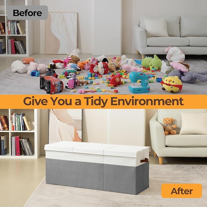 Extra Large Toy Box with Lid,Collapsible Toy Storage Chest Bin,Grey | 40"x14"x16",150L Large Capacity,Sturdy Kids Organizer,Toybox,Toy Bin for Boys & Girls,Living Room,Nursery,Bedroom,Playroom