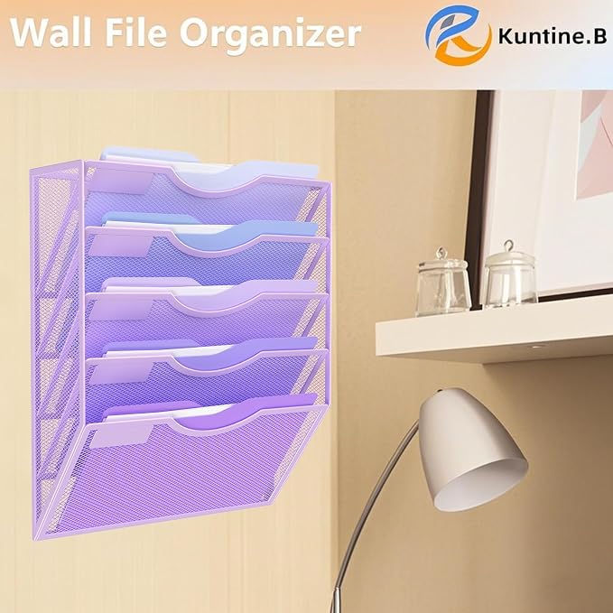 Kuntine.B Wall File Organizer Office Hanging Magazine Holder Wall File Organizer for Office Home