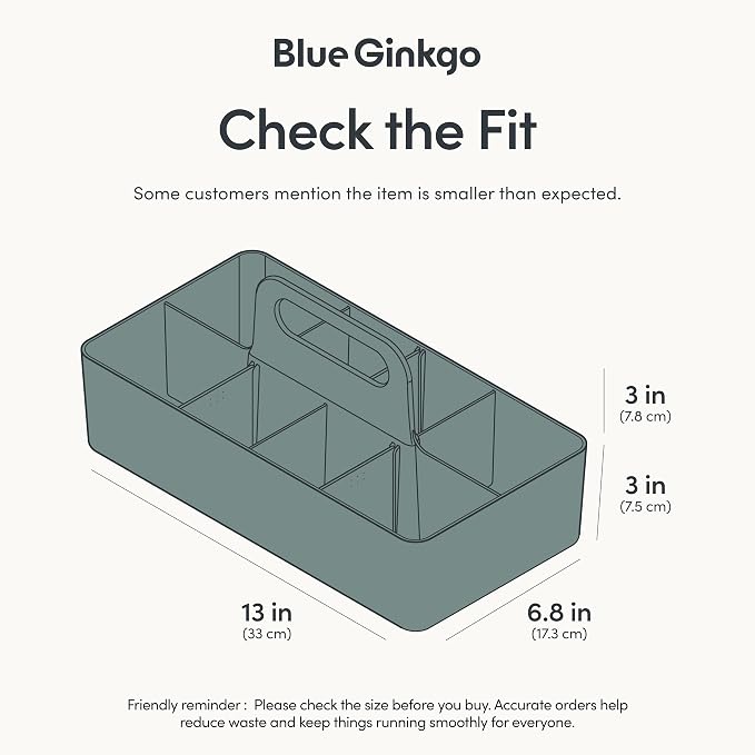 BLUE GINKGO Stackable Organizer Caddy, Long, Green, Made in Korea | Portable. Adjustable. Home, Office & School Storage.