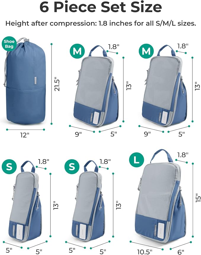 BAGSMART Compression Packing Cubes for Travel Essentials | 14 Set /6 Set /4 Set/2 Set, Lightweight, Durable