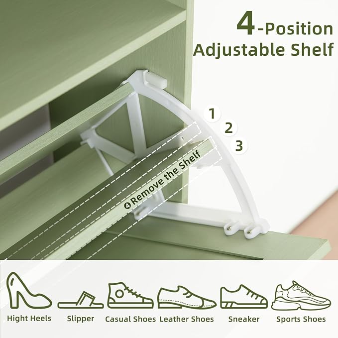 RWYHG Shoe Cabinet Storage for Entryway with 2 Flip Drawers | Open Storage Layer Rack Narrow Organizer Slim Hidden Wood Shoe Cabinet Furniture
