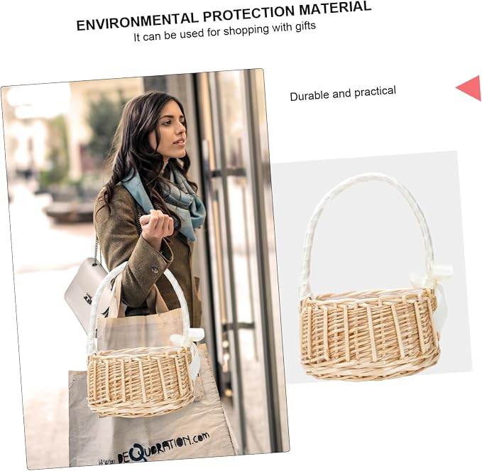 Hemobllo 1pc Hand-woven Decorative Storage Basket for Home Organization Natural Floral Basket for Weddings and Portable and Stylish Large