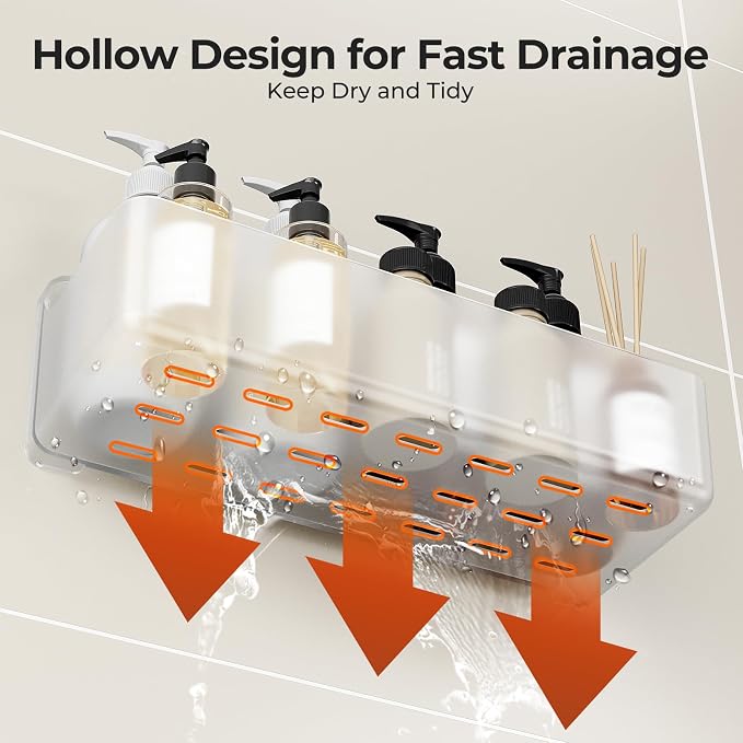Orimade Shower Caddy 4-Pack, No-Drill Adhesive Shelves for Bathroom, Rustproof ABS Storage Organizer Set, Clear