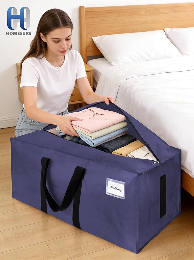 HOMESURE Supports 200lbs Heavy Duty Moving Bags - Strong Zipper & Wrap-Around Handles - Water-Resistant Storage Totes, Durable Alternative to Moving Boxes - 4 Pack -Multi-Color System for Easy Sorting