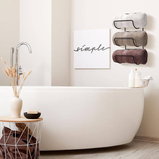 Sorbus Towel Holder for Bathroom Wall - 12 Level Wall Mounted Towel Rack Shelves for Rolled Bath Towels, Washcloths, Linen - Hanging Towel Racks for Bathroom, Spa, Salon, Towel Storage Organizer