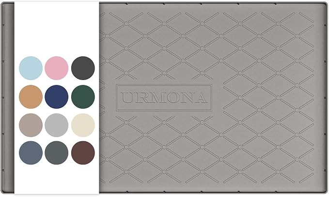 URMONA 37" x 22" Waterproof Silicone Mat in Multiple Sizes & Colors, Under Sink Mat for Kitchen & Bathroom, Pet Food Pad for Dogs & Cats, Kitchen Cabinet Liner, Multi-Purpose for Storage(Beige)