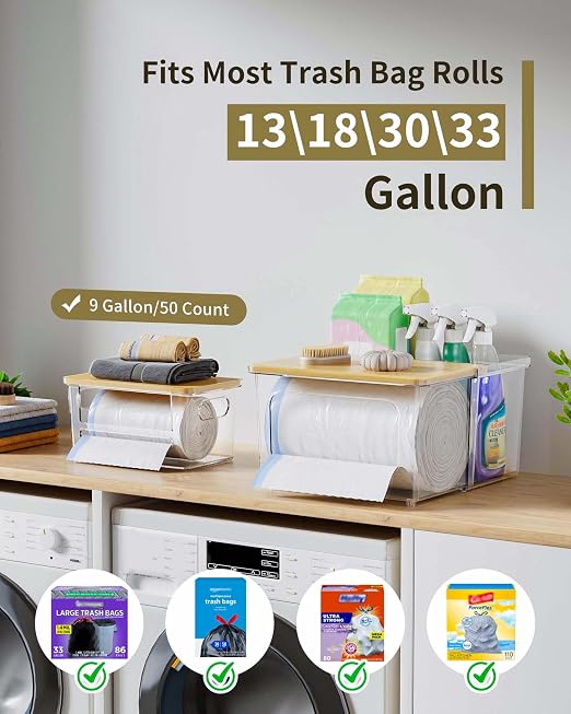 iCASA 3 in 1 Trash Bag Holder Garbage Bags Dispenser Under Sink Organizer | Stackable Trash Bag Organizer for 13/30/33 Gallon Bags, Clear Storage Bins for Kitchen, Cabinet, Laundry Room Organization