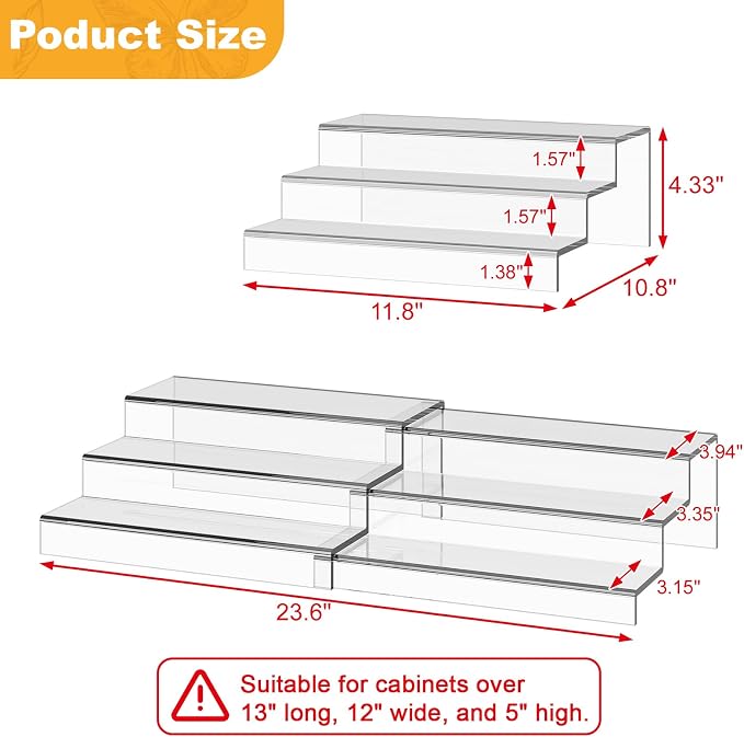 Expandable Clear Acrylic Can Organizer for Pantry, 3-Tier, Holds 24 Cans | Adjustable Can Storage Holder, Soda Can Dispenser Shelf, Canned Goods Display for Cabinets & Countertops (Patent Pending)