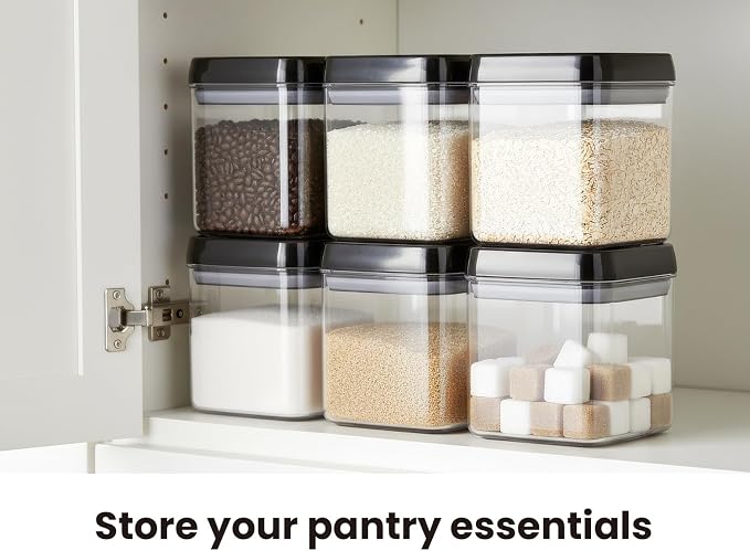 Felli Flip Tite Food Storage Container 5" LARGE Size Airtight Lid Lock Top, Stackable Kitchen Canister for Space Saving, Pantry Fridge Cupboard Organizer, Spice Seasoning Pet Treats Snack (1.1 qt)