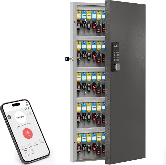 120 Key Lock Box Smart Key Organier Cabinet with Keypad & App for Office | Wall Mounted Lockbox use App, Custom & One Time Password, WiFi (Need W100 Bridge) Unlock for School, Office, Fleet, Hotel