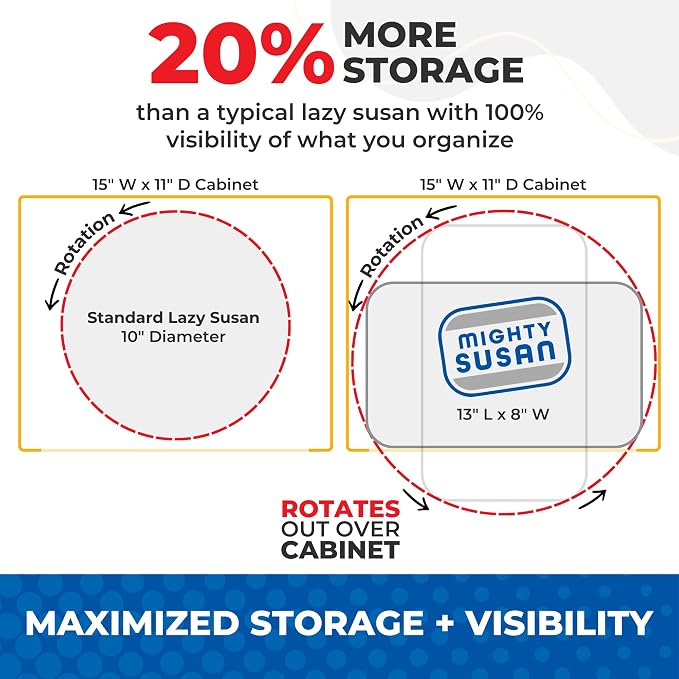 2-Tier Lazy Susan Pantry Organizer – Steel Reinforced Turntable for Kitchen Cabinets & Pantry Storage – Heavy-Duty Can Organizer Holds Up to 30 lbs – Rotates 360° – Includes 2 Bonus Bins