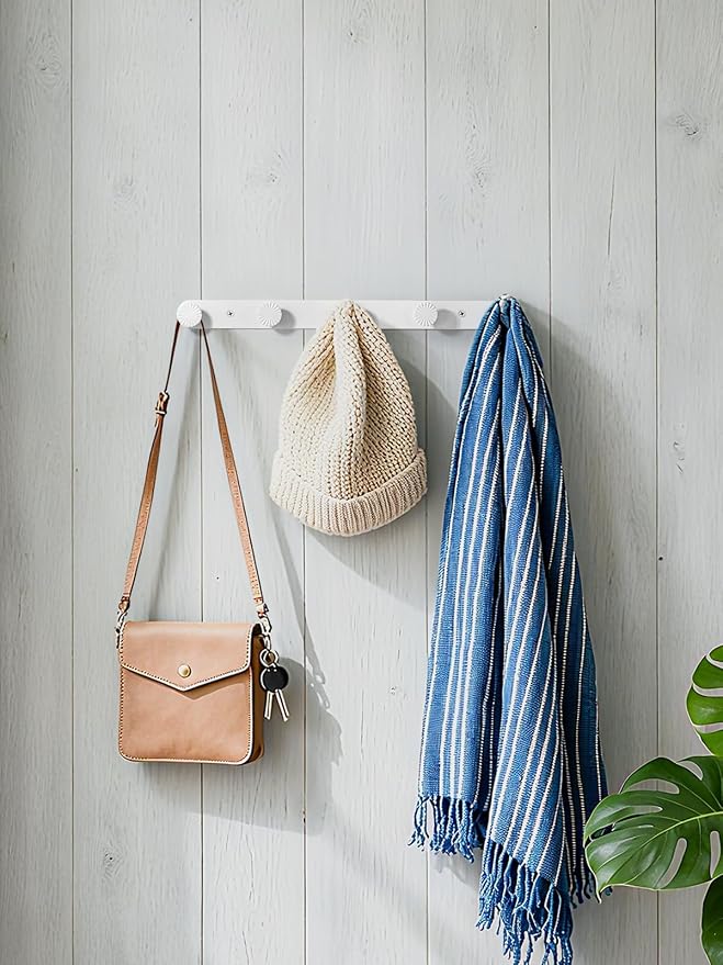 1 Pack Coat Rack Wall Mounted White Towel Hooks for Bathrooms Wall Hooks for Hanging Robe Coat Hooks Kitchen Decorative Heavy Duty Zinc Alloy