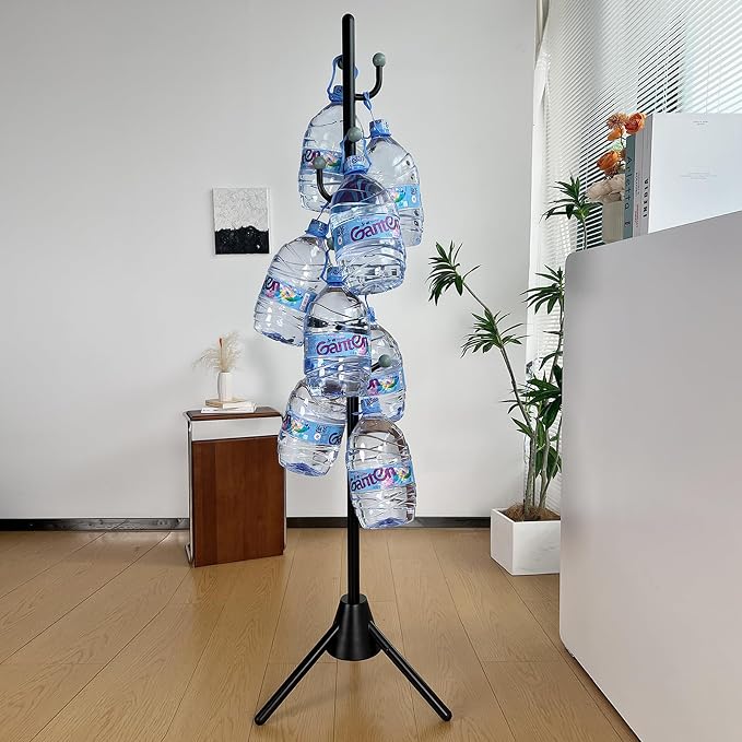 Heavy Duty Anti-Tip Coat Rack with 8LB Stable Weighted Base, [80LB Load Tested] Metal Standing Tree with 8 Hooks, 3-Height Adjustable Space Saving Clothes Organizer for Entryway, Bedroom, Office