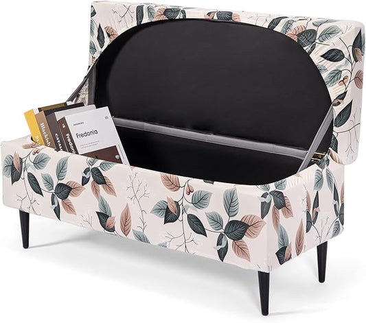 FUANGUI Ottoman Cover Slipcovers Rectangular Folding Stretch | Storage Bench Footrest Sofa Stool Covers Footstool Protector with Elastic Bottom, Removable Washable,Large