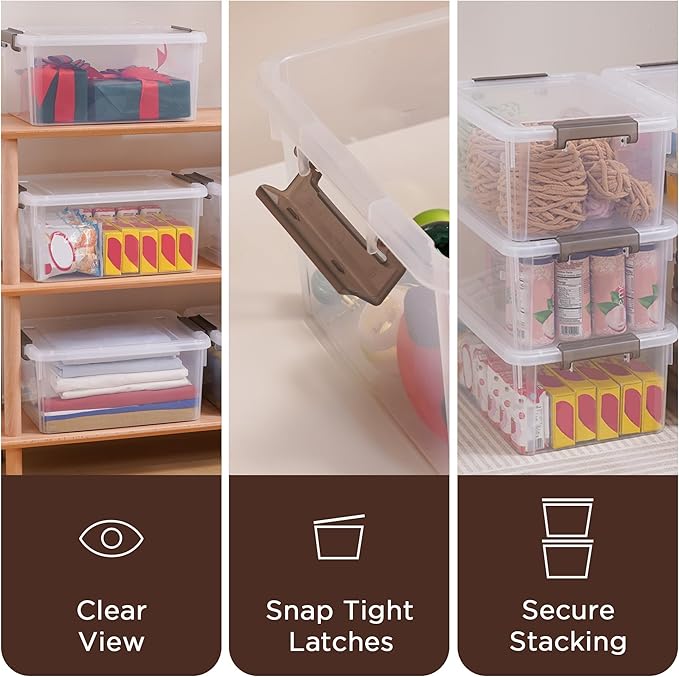 Citylife 17QT Plastic Storage Bins with Lids,5Packs Large Containers | Stackable Box with Locking Latches for Home, Office, Closet & Pantry Organization,Clear