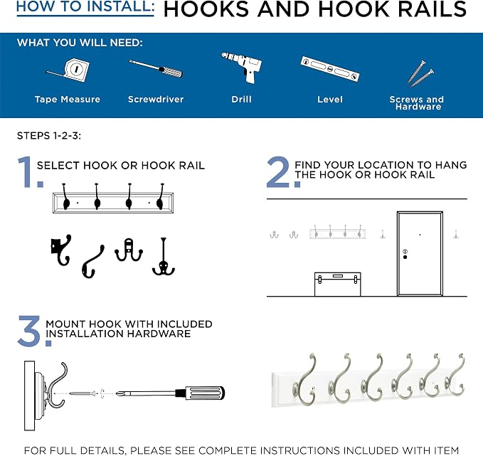 Franklin Brass Key Tidy (1-Pack) Pure White Holder 7' Wall Mount Small Item Rack 4 Hooks for Wall, Hallway, Entry Keychain Rail Organizer B46711K-PMN-R
