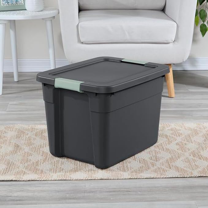 Sterilite Latch Tote Storage with Lids for Home & Office, 12 Gallon, 6-Pack | Heavy-Duty and Stackable Plastic Containers with Latches for Closet, Cabinet, Bedroom, Bathroom and Dorm Room Organization