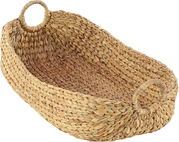 Deco 79 Seagrass Handmade Decorative and Functional Storage Basket Basket Organizer with Metal Handles, Set of 5 Basket for Storage 23", 21", 19", 16", 12"W, Brown