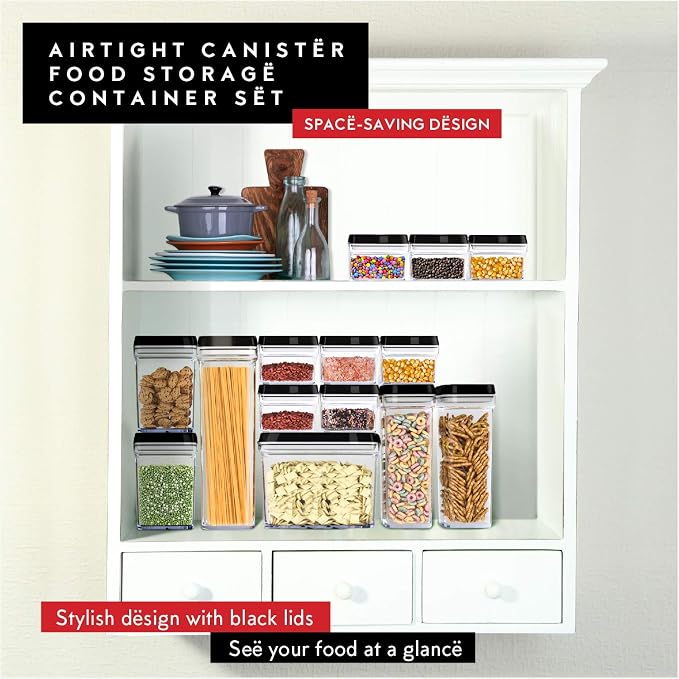 DWËLLZA KITCHEN Set of 6 Mini Airtight Food Storage Containers with Lids - Clear Plastic Small Pantry Containers for Spices, Candy, Nuts, Coffee or Tea, BPA-Free, Keeps Food Fresh & Dry