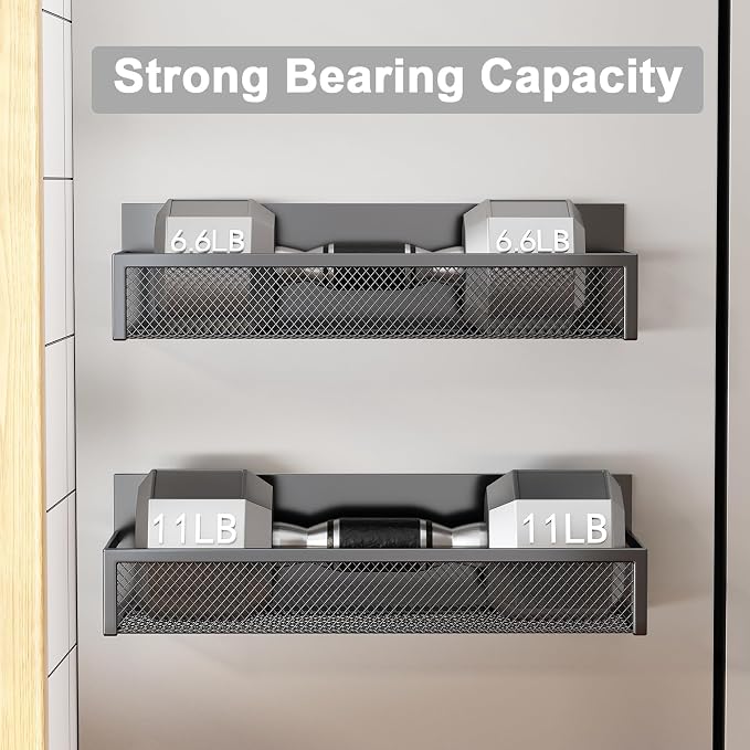 Aufworld Magnetic Spice Rack for Refrigerator, 2 Pack Magnetic Shelf, Fridge Magnet Organizer with Moveable 4 Hooks, Magnetic Fridge Shelf for Kitchen Organization and Storage (2 Pack)