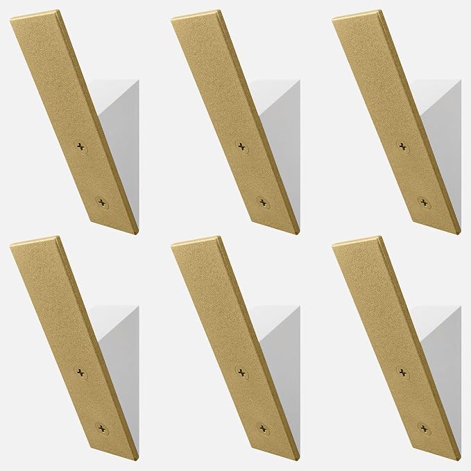 Gold Wall Coat Hooks, High End White Wood & Gold Metal Wall Mounted Clothing Hook, Mid-Century Modern Clothes Hooks, Heavy Duty Wooden Hook for Hanging Coats, Hats, Towels & More, Set of 6
