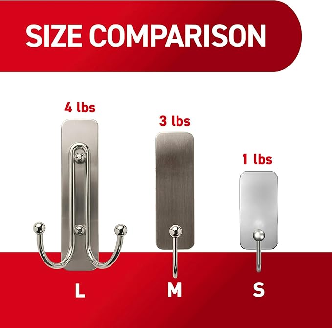 Command Large Matte Black Double Hooks, 2 Hooks and 2 Strips, Damage Free Hanging Wall Hooks with Adhesive Strips, No Tools Coat Hooks for Hanging Home Decor, Holds up to 4 lb (Pack of 3)