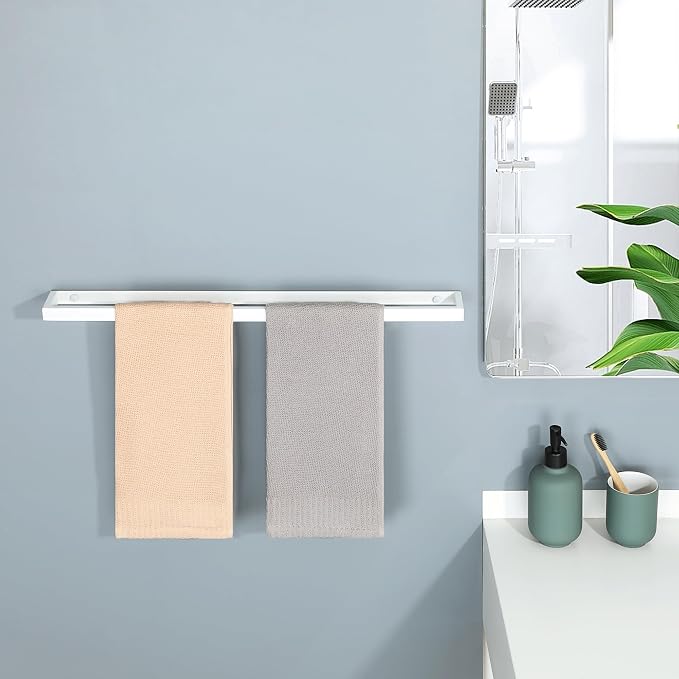 Alise 24 Inch Hand Towel Holder Towel Bar for Bathroom Wall Mounted,White | Towel Hanger Towel Rack for Bathroom Lavatory,SUS304 Stainless Steel Towel Rail for Bath Kitchen, Non-adhesive Mount
