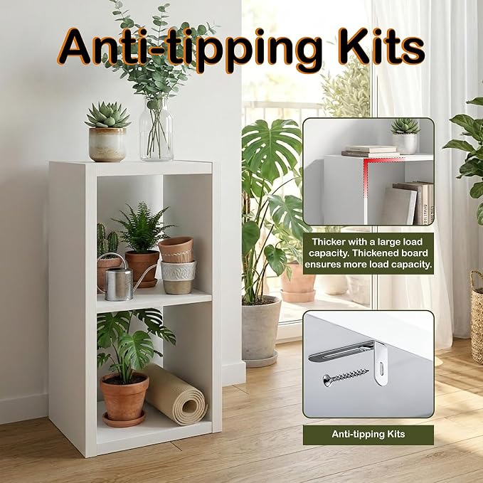 WannabeMyself【2026 Wooden Thick Frame 】 2 Cube Storage Organizer with Anti-Tipping Kits, Reversible Open Back Book Shelf,Bookcase for Living Room,Bedroom,Entrance Hall,Office,11.6×24.7×13.1,White