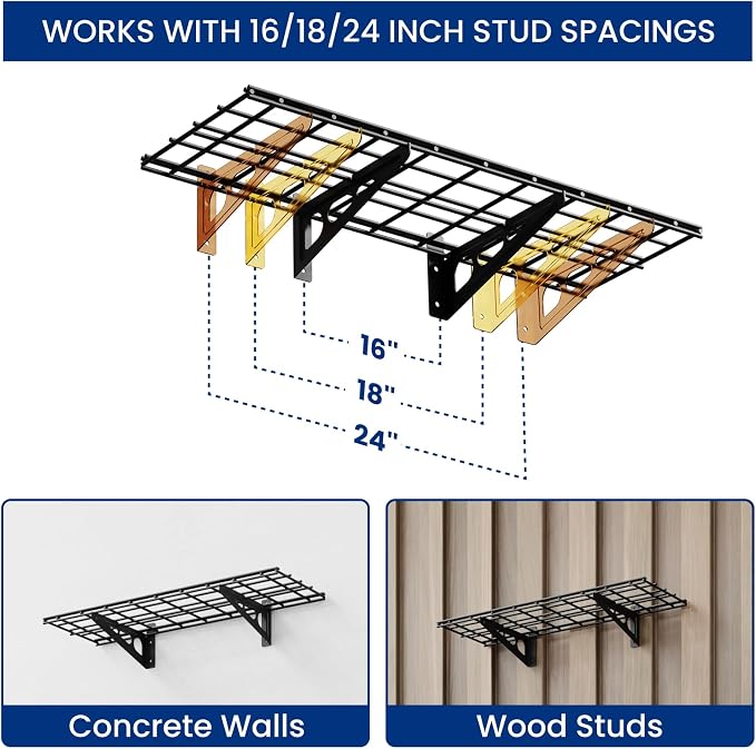 FLEXIMOUNTS 1-Pack 1x3ft Garage Shelving Wall-Mounted Storage Rack, Black | Heavy-Duty Wall Shelving, Holds Up to 150 lbs, Garage Storage Shelving for Organization & Storage Bins, Classic Series