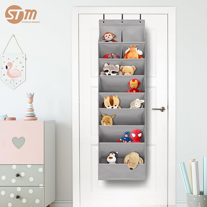 STORAGE MANIAC Over the Door Shoe Organizer Heavy-Duty Large Deep Pocket Hanging Shoe Organizer Shoe Rack Door Closet Shoe Organizer for Wall, Dorm & Narrow Door Storage Shoe Holder Grey, 1 Pack