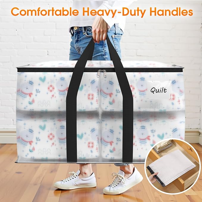 Moving Bags Extra Heavy Duty Oversized Storage Bags with Reinforced Handle and Double Zippers,Moving Supplies Totes for Storage Packing Dorm Room Essentials Alternative to Moving Boxes