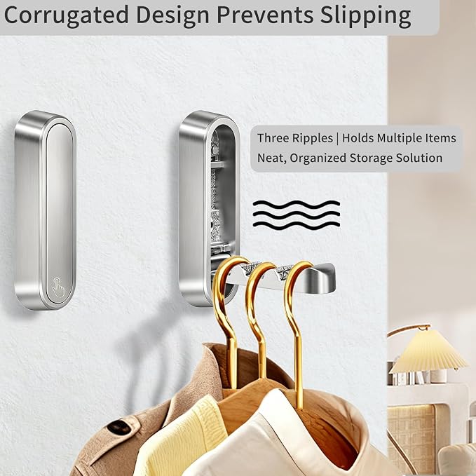 6PCS Foldable Wall Hooks, Zinc Alloy Flip Down Hooks, Retractable Wall Hooks for Bathroom, Entryway, Hanging Coats Hats Bags Keys (Silver)
