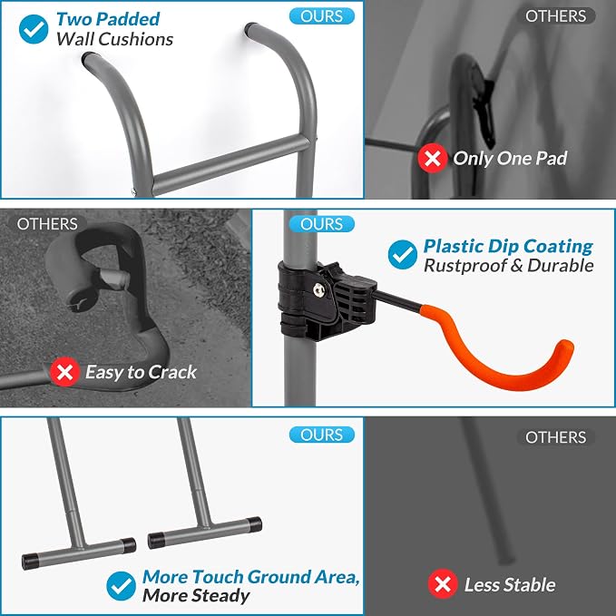 Suchtale 2 Bike Rack, Bicycle Rack, Bike Storage Rack for Garage, Gravity Bike Stand, Indoor Bike Organizer, Floor Vertical Bicycle Holder, Adjustable Wall Mount Cycle Hanger for Road Mountain Bikes