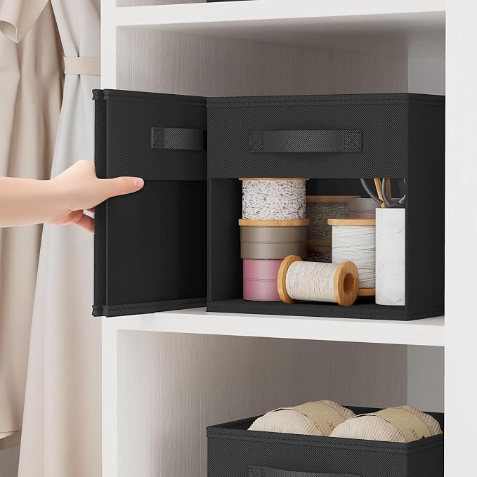 DIMJ 8 Pack Foldable Storage Cubes with Window, Closet Storage Bins with Handle, 11x11 inch Storage Cubes for Clothes, Toys, Books