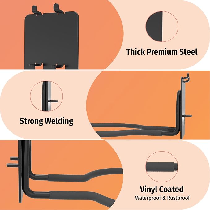 HUHOLE 4 Pack Ring Style Pegboard Weed Eater Hanger for 1/4 Inch Boards | Tool Hooks with 66 lb Capacity for String Trimmers, Leaf Blowers, Vacuums, Hoses and Garden Tools