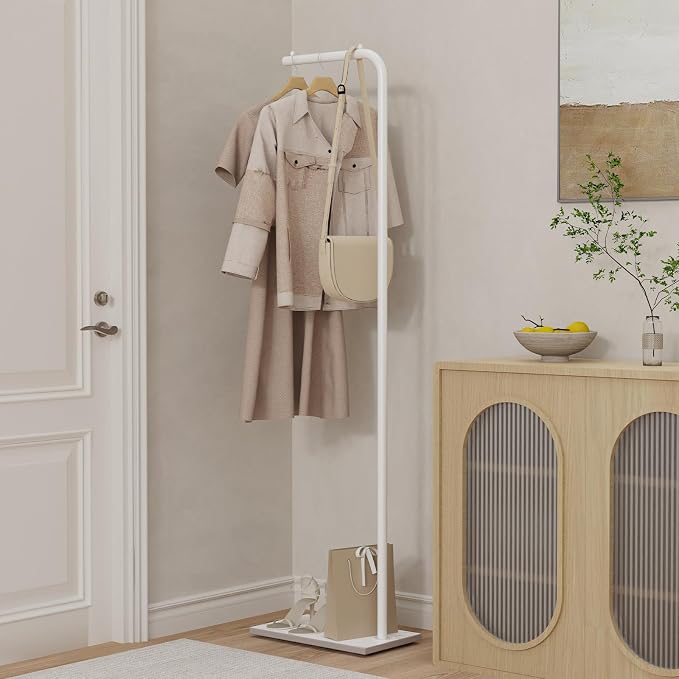 Coat Rack Freestanding with Rock Base,Clothes Stand,70.8In,White | Metal Clothing Rack with Rock Base,Coat Tree,Standing Hanger for Coat,Hat,Scarve,Garment Stand for Bedroom,Hallway,Entrance