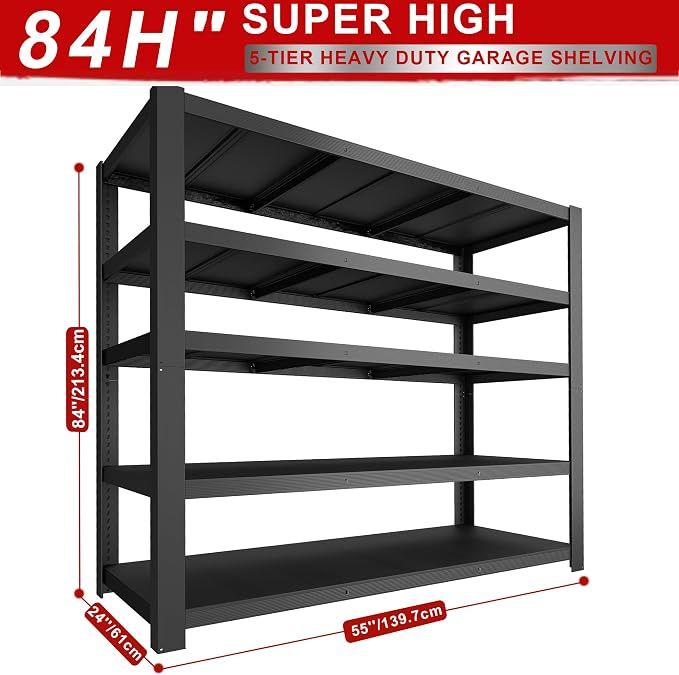 84" H Garage Shelving,Storage Shelves 3050LBS Heavy Duty Storage Shelves,Adjustable Metal Shelving,for Garage,Warehouse,Basement,Pantry 84" H x 55" W x 24" D