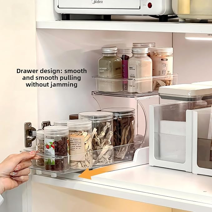 Jsyrjing Pull Out 2 Tier Organizer for Kitchen Bathroom and Cabinet Storage Rotating Pantry Rack Under Sink Organizer Clear and Durable Design 1 Pack