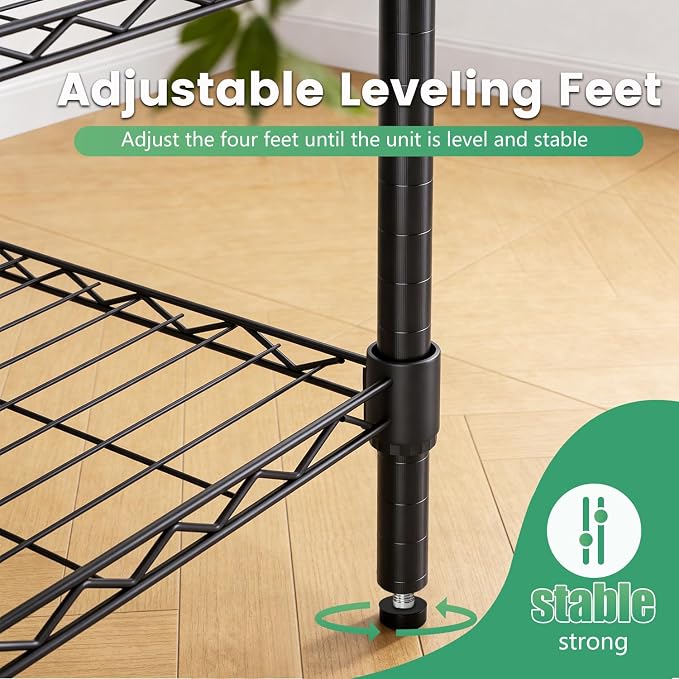 FDW | 4-Tier Wire Shelf | 36" x 14" x 54" | Black | Storage Shelves with Adjustable Racks, Holds upto 1000 lbs | Rust-Resistant, No-Tool Assembly | For Home, Garage