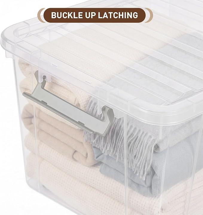 Citylife 69 QT Plastic Storage Bins with Latching Lids Stackable Storage Containers for Organizing Large Clear Storage Box for Garage, Closet, Kitchen, 4 Packs