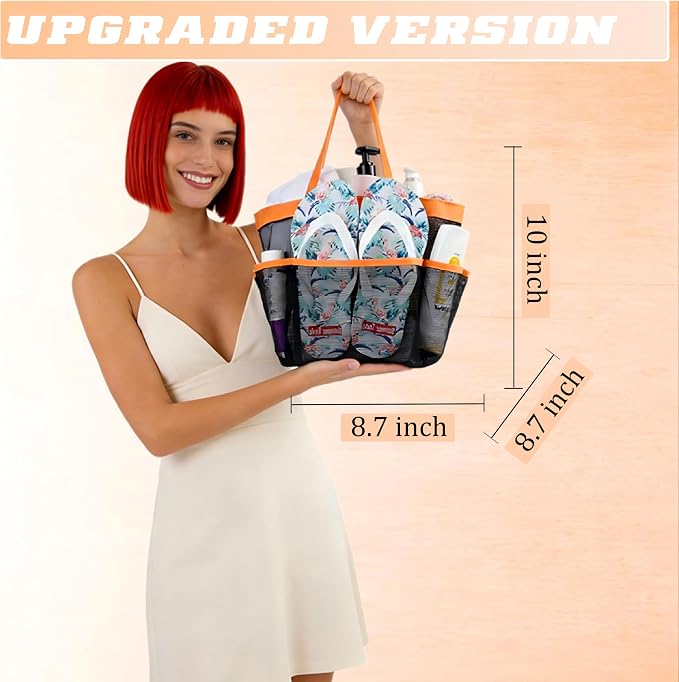 Mesh Shower Caddy Portable - 9 Pockets for College Dorm Room Essential | Large Capacity Mesh Shower Caddy with 9 Pockets, Portable Hanging Toiletry Bag for College Dorm, Gym, Camping and Beach