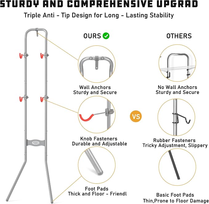 CXWXC 2 Bike Storage Rack (Max. 120LBS) - Gravity Wall Bike Rack - Fully Adjustable Bike Rack Garage,Home or Apartments - Vertical Bike Stand for Road, Mountain, and Hybrid Bicycles