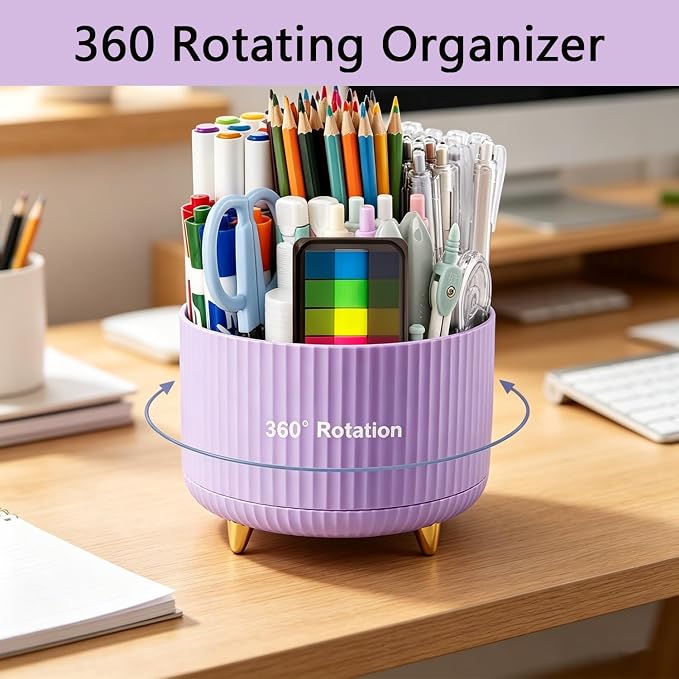 Office Supplies,Purple Desk Accessories,Office Supplies Set,Desk Organizer,Stapler,Tape Dispenser,Scissors,Staple Remover,Binder Clips,Staples,Ballpoint Pen,Index Tabs with Ruler,Clear Tape.10pcs