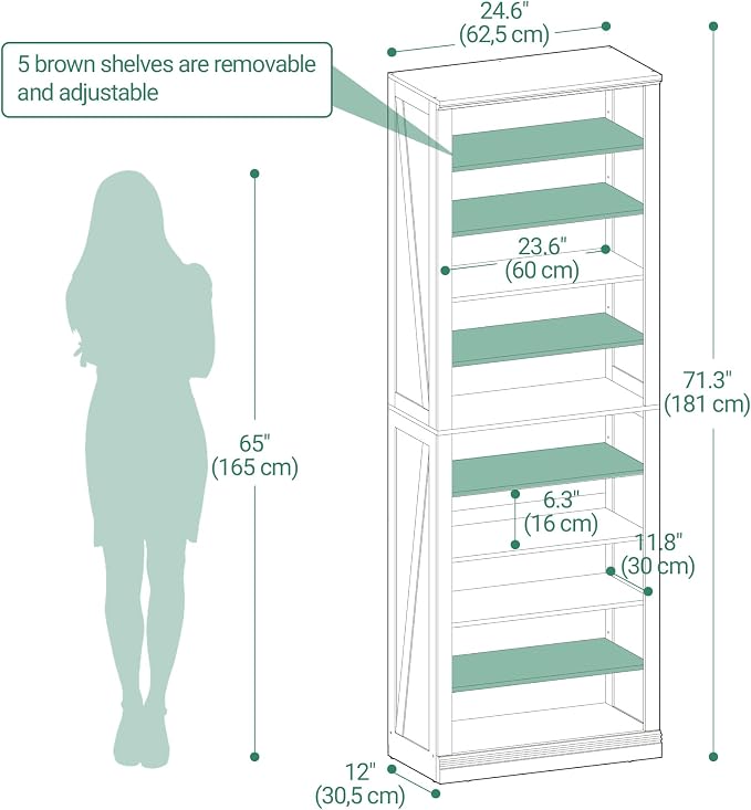 Hzuaneri Shoe Storage Cabinet,10 Tiers Farmhouse Tall Shoe Cubby Organizer | Freestanding Shoe Cabinets, Wooden Shoes Rack with Cubby, 27-30 Pairs, for Entryway, Living Room, Black SR52604X