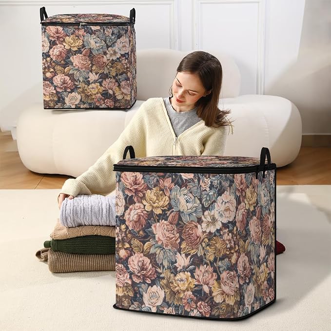 2pcs blanket storage bag for under bed,closet organizers 95L | clothing sweater sheet bedding comforter duvet quilt pillow toy storage bags with lids,dorm room essentials for containers