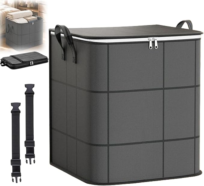 Spacious Moving Foldable Storage Bin with Reinforced Handles & Zipper，L：1 | XXL Foldable Large Capacity Storage Bag for Bedding, Blankets and Seasonal Clothes